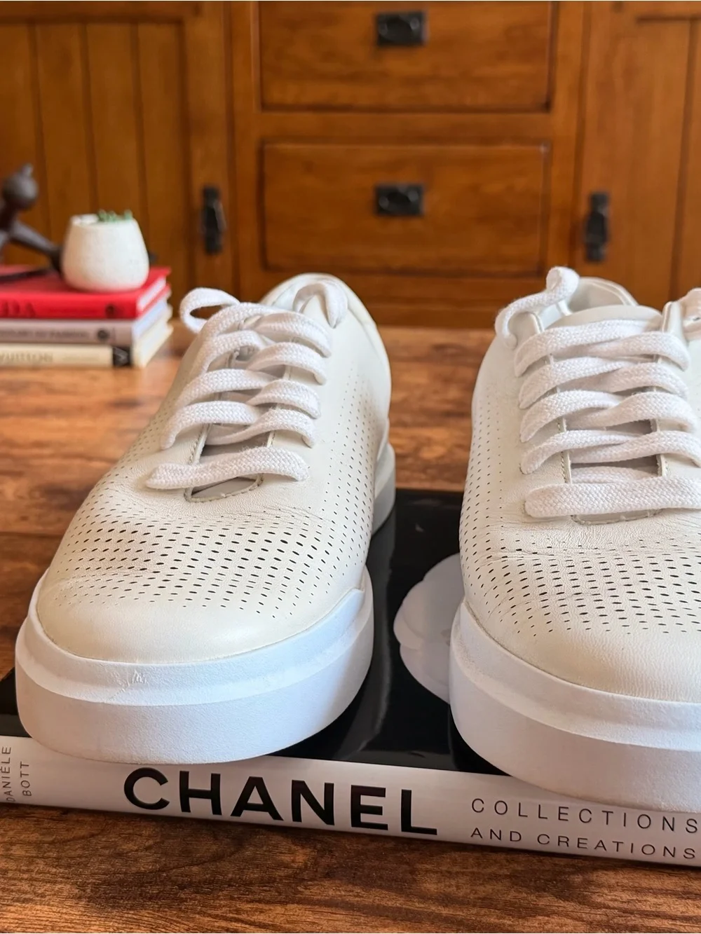 Cole Haan White Perforated Leather Boat Shoe